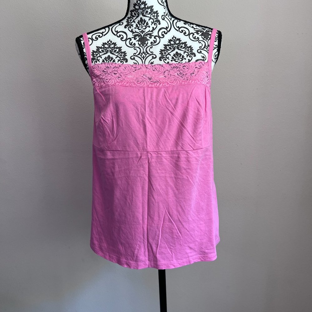 Lane Bryant Adjustable Strap Lace Trim Cami Tank Top - Pink - Size 14/16